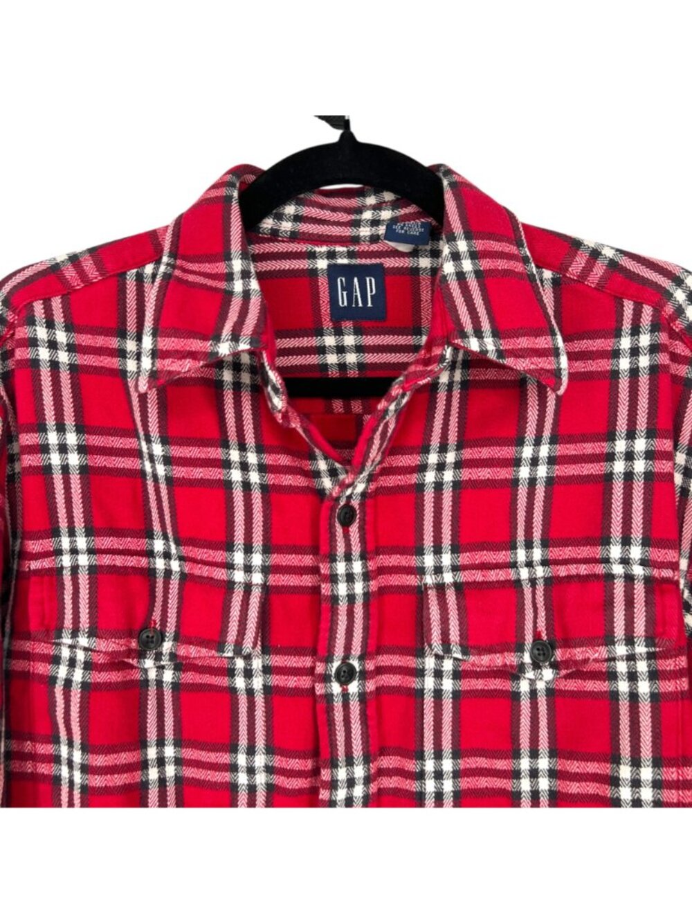 GAP Men’s Shirt Red Plaid Tartan Long Sleeve Button Up Pocket Cotton Size Small - Picture 3 of 9